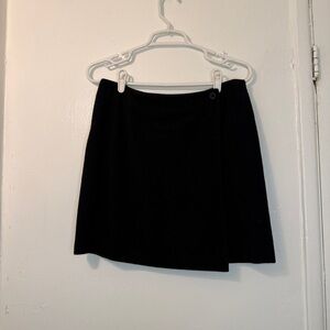 Ann Taylor LOFT Black Wool Blend Wrap Mini Skirt